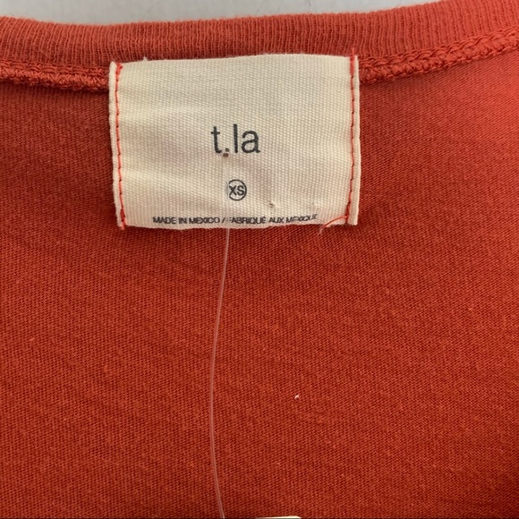 Anthropologie T.LA Womens Long Sleeve Burnt Orange High Long Swing Top XS NWT. - Picture 5 of 8